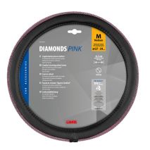 ΚΑΛΥΜΜΑ ΤΙΜΟΝΙΟΥ DIAMONDS PINK (Μ) 37/39cm ΣΥΝΘΕΤΙΚΟ ΔΕΡΜΑ SKEENTEX ΜΑΥΡΟ/POZ LAMPA  - 1 ΤΕΜ. Auto Moto Tyres 