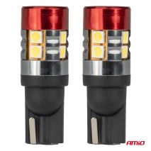 ΛΑΜΠΑΚΙΑ LED T10 W5W 12V/24V LED CAN-BUS 9xSMD 3030 ΛΕΥΚΟ ΦΩΣ 5.500K (ΣΕ ΧΡΩΜΑ ΚΟΚΚΙΝΟ-ΜΑΥΡΟ) AMIO - 2 ΤΕΜ. Auto Moto Tyres 