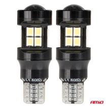 ΛΑΜΠΑΚΙΑ LED T15 W16W 12V/24V LED CAN-BUS 15xSMD 2835 ΛΕΥΚΟ ΦΩΣ 5.500K (ΣΕ ΧΡΩΜΑ ΜΑΥΡΟ) AMIO - 2 ΤΕΜ. Auto Moto Tyres 