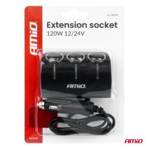 ΑΝΤΑΠΤΟΡΑΣ ΑΝΑΠΤΗΡΑ 12/24V 120W ΜΑΥΡΟΣ/3 ΘΕΣΕΙΣ/ΚΑΛΩΔΙΟ 80cm AMIO - 1 Τεμ. Auto Moto Tyres 