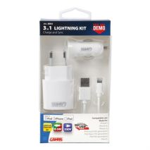 Καλώδιο Φορτισης / Συγχρονισμού USB για Apple 100cm 8pin με αντάπτορα USB αναπτήρα 12V/24V και αντάπτορα 220V Auto Moto Tyres 