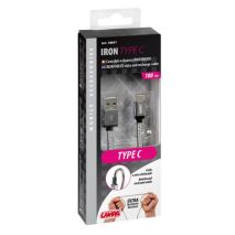 ΚΑΛΩΔΙΟ USB ΦΟΡΤΙΣΗΣ ΚΑΙ ΣΥΓΧΡΟΝΙΣΜΟΥ IRON SILVER LINE - TYPE C (100 cm) Auto Moto Tyres 