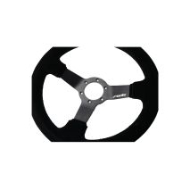 ΤΙΜΟΝΙ ΤΡΙΑΚΤΙΝΟ 320 mm/ΠΑΧΟΣ 104 mm/BΑΘΟΣ 47 mm ΜΑΥΡΟ ΣΟΥΕΤ ΜΕ ΚΙΤΡΙΝΗ ΡΙΓΑ SIMONI RACING - 1 TEM. Auto Moto Tyres 