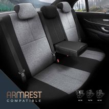 ΚΑΛΥΜΜΑΤΑ ΚΑΘΙΣΜΑΤΩΝ OTOM VOYAGER 102 SMOKED  ΜΑΥΡΟ/ΓΚΡΙ ΛΙΝΟ & ΔΕΡΜΑΤΙΝΗ SETΑΜΙΟ - 1 σετ. Auto Moto Tyres 