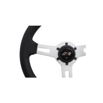 ΤΙΜΟΝΙ EPOCA ΜΑΥΡΟ/ΧΡΩΜΙΟ ΔΕΡΜΑΤΙΝΟ ΤΡΙΑΚΤΙΝΟ ΔΙΑΜΕΤΡΟΣ 350mm SIMONI RACING  - 1 τεμ. Auto Moto Tyres 