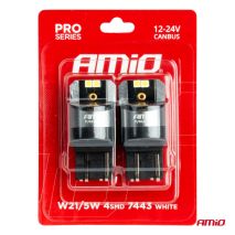 ΛΑΜΠΑΚΙΑ W21/5W 7443 12/24V 6.000K 4xSMD LED CAN-BUS ΛΕΥΚΟ PRO SERIES AMIO - 2 Τεμ. Auto Moto Tyres 