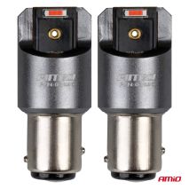 ΛΑΜΠΑΚΙΑ P21/5W BAY15d 12/24V 6.000K 2xSMD LED FULL CAN-BUS ΚΟΚΚΙΝΟ PRO SERIES AMIO - 2 Τεμ. Auto Moto Tyres 