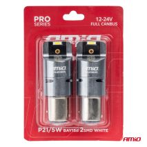 P21/5W BAY15s 12/24V 6.000K 2xSMD LED(ΜΕ ΑΝΕΜΙΣΤΗΡΑΚΙ) FULL CAN-BUS ΛΕΥΚΟ PRO SERIES  AMIO - 2 Τεμ. Auto Moto Tyres 