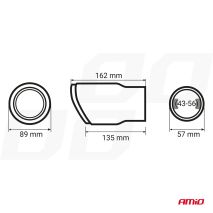 ΑΚΡΟ (ΜΠΟΥΚΑ) ΕΞΑΤΜΙΣΗΣ MT-028C AKR ΧΡΩΜΙΟ/CARBON Φ43>56 155x89mm AMIO - 1 ΤΕΜ. Auto Moto Tyres 
