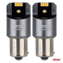 ΛΑΜΠΕΣ LED CAN-BUS PΥ21W BAU15S 12/24V 6.000K 4xSMD ΠΟΡΤΟΚΑΛΙ PRO SERIES AMIO - 2 ΤΕΜ. Auto Moto Tyres 