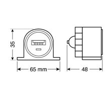 ΠΡΙΖΑ USB ΜΕ ΒΑΣΗ KAI ΕΝΔΕΙΞΗ LED 2100mA 12/24V Auto Moto Tyres 