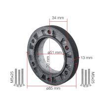 ΑΠΟΣΤΑΤΗΣ ΥΨΟΥΣ ΓΙΑ ΚΩΝΟΥΣ ΤΙΜΟΝΙΟΥ 6ΤΡΥΠΟΥΣ ΔΙΑΜΕΤΡΟΥ 85mm ΠΑΧΟΥΣ 13mm ΜΕ 6 ΒΙΔΕΣ ΣΤΕΡΕΩΣΗΣ M5x25 Auto Moto Tyres 