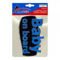 BABY ON BOARD ΑΥΤΟΚΟΛΛΗΤΟ ΕΞΩΤΕΡΙΚΗΣ ΧΡΗΣΗΣ 13,1 Χ 8,3cm ΜΠΛΕ/ΜΑΥΡΟ/ΧΡΩΜΙΟ ΜΕ ΕΠΙΚΑΛΥΨΗ ΣΜΑΛΤΟΥ - 1 ΤΕΜ. Auto Moto Tyres 