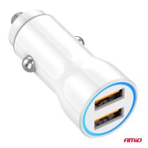 ΦΟΡΤΙΣΤΗΣ ΑΝΑΠΤΗΡΑ 12/24V ΜΕ 2 ΘΥΡΕΣ 2xUSB 10.5W 5V/2.1A ΛΕΥΚΟΣ AMIO - 1 Τεμ. Auto Moto Tyres 