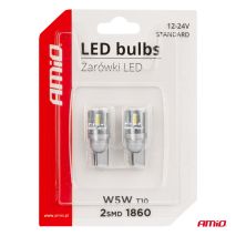 ΛΑΜΠΑΚΙΑ LED T10 W5W 12/24V LED 2x1860SMD STANDARD ΛΕΥΚΑ ΑΜΙΟ - 2 ΤΕΜ. Auto Moto Tyres 
