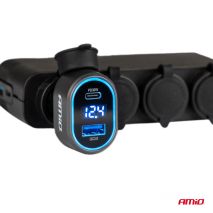 ΦΟΡΤΙΣΤΗΣ ΑΝΑΠΤΗΡΑ ΜΕ 2 ΘΥΡΕΣ USB-C+USB-A QUICK CHARGE 3.0 30W ΜΕ ΒΟΛΤΟΜΕΤΡΟ ΜΑΥΡΟ AMIO - 1 Τεμ. Auto Moto Tyres 