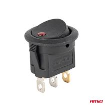 ΔΙΑΚΟΠΤΗΣ 12V ON/OFF ΣΤΡΟΓΓΥΛΟΣ ΜΕ 3 ΕΠΑΦΕΣ ΚΟΚΚΙΝΟ LED  AMIO - 1 τεμ. Auto Moto Tyres 
