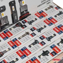 ΛΑΜΠΕΣ LED H1/H3/H4(x3)/H7(x9)/HB3/HB4 12V 60W 6.000K 5.600lm LED CAN-BUS HYBRID SERIES AMIO - ΣΕΤ 16 ΤΕΜ. Auto Moto Tyres 