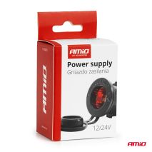 ΠΡΙΖΑ ΜΕ ΥΠΟΔΟΧΗ ΓΙΑ ΦΙΣ ΑΝΑΠΤΗΡΑ ΚΑΙ ΚΑΠΑΚΙ 12/24V ΜΕ ΚΟΚΚΙΝΟ LED ΦΩΣ ΜΑΥΡΗ ΑΔΙΑΒΡΟΧΗ ΑΜΙΟ - 1 τεμ. Auto Moto Tyres 