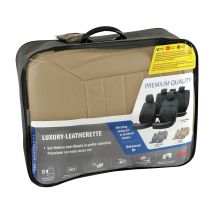 ΚΑΛΥΜΜΑΤΑ ΚΑΘΙΣΜΑΤΩΝ LUXURY LEATHERETTE ΔΕΡΜΑΤΙΝΗ ΑΦΡΩΔΕΣ ΜΠΕΖ - 4 ΤΕΜ. Auto Moto Tyres 