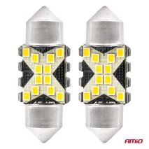 ΛΑΜΠΑΚΙΑ ΠΛΑΦΟΝΙΕΡΑΣ 31mm 12/24V C5W 5500K 12xSMD 2016 CAN-BUS FESTOON (ΛΕΥΚΟ) ΑΜΙΟ - 2 ΤΕΜ. Auto Moto Tyres 