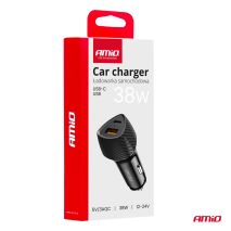 ΦΟΡΤΙΣΤΗΣ ΑΝΑΠΤΗΡΑ ΜΕ 2 ΘΥΡΕΣ USB-A QUICK CHARGE+USB-C 38W ΜΑΥΡΟ AMIO - 1 Τεμ. Auto Moto Tyres 