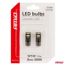 ΛΑΜΠΑΚΙΑ LED T10e W5W 12/24V 3x2055 SMD LED CAN-BUS ΛΕΥΚΟ AMIO - 2 ΤΕΜ. Auto Moto Tyres 
