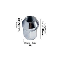 ΠΑΞΙΜΑΔΙ ΚΩΝΙΚΟ 12x1,25 (34mm) (19) 10ΤΕΜ. Auto Moto Tyres 