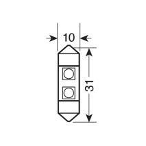 ΛΑΜΠΑΚΙ ΠΛΑΦΟΝΙΕΡΑΣ 24V 9x31mm 15lm HYPER-LED6 ΛΕΥΚΟ 2SMDx3chips (ΔΙΠΛΗΣ ΠΟΛΙΚΟΤΗΤΑΣ) LAMPA - ΣΑΚΟΥΛΑ 20 ΤΕΜ. Auto Moto Tyres 