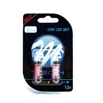 ΛΑΜΠΑΚΙΑ ΠΛΑΦΟΝΙΕΡΑΣ C5W/C10W 12V 0,37W SV8,5 36mm LED 6xFlux 3mm ΚΟΚΚΙΝΟ BLISTER 2ΤΕΜ. Auto Moto Tyres 