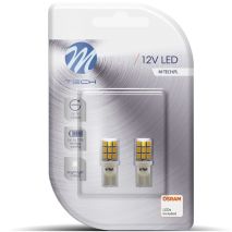 T10 W5W 12V W2,1x9,5d LED 9xSMD2835 ΛΕΥΚΟ (ΚΑΡΦΩΤΟ ΑΚΑΛΥΚΟ) BLISTER 2ΤΕΜ. M-TECH Auto Moto Tyres 