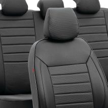 ΚΑΛΥΜΜΑΤΑ ΚΑΘΙΣΜΑΤΩΝ LUXURY LEATHERETTE ΔΕΡΜΑΤΙΝΗ ΑΦΡΩΔΕΣ ΜΑΥΡΟ -4 ΤΕΜ Auto Moto Tyres 