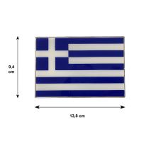 GREECE ΑΥΤΟΚΟΛΛΗΤΗ ΕΛΛΗΝΙΚΗ ΣΗΜΑΙΑ 13,8 X 9,4 cm ΜΠΛΕ/ΛΕΥΚΟ/ΧΡΩΜΙΟ ΜΕ ΕΠΙΚΑΛΥΨΗ ΕΠΟΞΕΙΔΙΚΗΣ ΡΥΤΙΝΗΣ (ΥΓΡΟ ΓΥΑΛΙ) - 1 ΤΕΜ. Auto Moto Tyres 