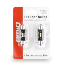 ΛΑΜΠΑΚΙΑ ΠΛΑΦΟΝΙΕΡΑΣ 36mm 12/24V 3,1W 5600K 1LED ULTRA BRIGHT CAN-BUS FESTOON (ΛΕΥΚΟ) AMiO - 2 ΤΕΜ. Auto Moto Tyres 