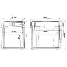 ΨΥΓΕΙΟ ΑΥΤΟΚΙΝΗΤΟΥ 12V/220V  25LT ΘΕΡΜΟΗΛΕΚΤΡΙΚΟ (ΖΕΣΤΟ /ΚΡΥΟ) 40x37,5cm ΓΚΡΙ/ΛΕΥΚΟ  FT-25 LAMPA - 1 TEM. Auto Moto Tyres 