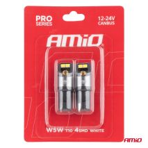 ΛΑΜΠΑΚΙΑ T10 W5W 12/24V 6.000K 4xSMD LED CAN-BUS ΛΕΥΚΟ 2016 PRO SERIES AMIO - 2 Τεμ. Auto Moto Tyres 