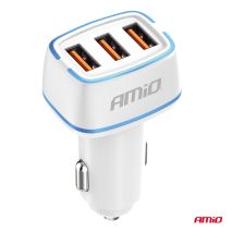 ΦΟΡΤΙΣΤΗΣ ΑΝΑΠΤΗΡΑ 12/24V ΜΕ 3 ΘΥΡΕΣ 3xUSB 30W 5V/3.0A ΛΕΥΚΟΣ 1 ΑΜΙΟ - 1 ΤΕΜ. Auto Moto Tyres 