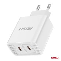 ΦΟΡΤΙΣΤΗΣ ΚΙΝΗΤΟY ΟΙΚΙΑΚΗ ΠΡΙΖΑ 2ΘΥΡΕΣ 2xUSB-C 40W 5V/3AQC ΛΕΥΚΟΣ  ΑΜΙΟ - 1 ΤΕΜ. Auto Moto Tyres 