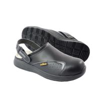 Πιστοποιημένα Παπούτσια Ασφαλείας Εργασίας σε στυλ Σαμπό Basic 2.0 από την Euroroutier σε μέγεθος EU42/UK8 σε Μαύρο Χρώμα με Λευκές Ραφές, Γκρι λεπτομέρεια και Λουράκι Αστραγάλου Auto Moto Tyres 