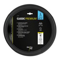 ΚΑΛΥΜΜΑ ΤΙΜΟΝΙΟΥ 40-42CM ΔΕΡΜΑ SKEENTEX ΜΑΥΡΟ CLASSIC PREMIUM GRAN PREE LAMPA - 1 ΤΕΜ. Auto Moto Tyres 