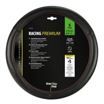 ΚΑΛΥΜΜΑ ΤΙΜΟΝΙΟΥ RACING PREMIUM RED (S) 35/37cm ΣΥΝΘΕΤΙΚΟ ΔΕΡΜΑ SKEENTEX ΜΑΥΡΟ/ΚΟΚΚΙΝΟ/CARBON LOOK LAMPA  - 1 ΤΕΜ. Auto Moto Tyres 