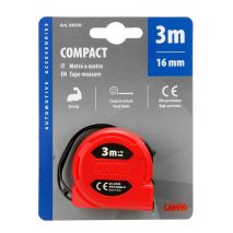 ΜΕΤΡΟΤΑΙΝΙΑ ΑΥΤΟΜΑΤΗ COMPACT 3m x16mm ΚΟΚΚΙΝΗ ΜΕ ΚΛΙΠ ΖΩΝΗΣ LAMPA - 1 ΤΕΜ. Auto Moto Tyres 
