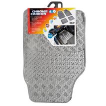 Πατάκια Universal Λάστιχο Χρώμιο - Carbon 4τμχ 65x44cm + 40x33cm Auto Moto Tyres 