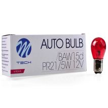 PR21/5W 12V BAW15d 21/5W ΚΟΚΚΙΝΟ (ΔΙΠΟΛΙΚΟ) ΠΑΡΑΚΕΝΤΡΟ  STANDARD 10ΤΕΜ. M-TECH Auto Moto Tyres 