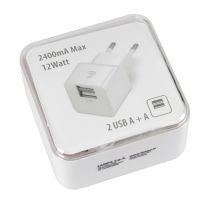 ΦΟΡΤΙΣΤΗΣ ME OIKIAKH ΠΡΙΖΑ 220/240V 12W 2400mA ΜΕ 2 ΘΥΡΕΣ USB (A+A) LAMPA - 1 ΤΕΜ Auto Moto Tyres 