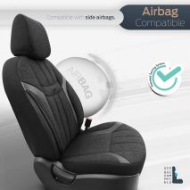 ΚΑΛΥΜΜΑΤΑ ΚΑΘΙΣΜΑΤΩΝ OTOM SWAN 501 BLACK ΜΑΥΡΟ/ΓΚΡΙ ΣΚΟΥΡΟ ΛΙΝΟ & ΔΕΡΜΑΤΙΝΗ SET ΑΜΙΟ - 1 σετ. Auto Moto Tyres 