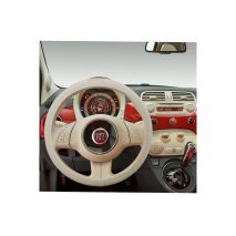 FIAT 500 ΚΑΛΥΜΜΑ ΤΙΜΟΝΙΟΥ ΜΠΕΖ ΜΑΡΚΕ ΟΙΚΟΛΟΓΙΚΟ ΔΕΡΜΑ & ΒΑΜΒΑΚΕΡΟ ΜΕ LOGO SIMONI RACING 37-39cm SIMONI RACING  - 1 τεμ. Auto Moto Tyres 