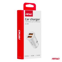 ΦΟΡΤΙΣΤΗΣ ΑΝΑΠΤΗΡΑ 12/24V ΜΕ 2 ΘΥΡΕΣ 2xUSB 10.5W 5V/2.1A ΛΕΥΚΟΣ AMIO - 1 Τεμ. Auto Moto Tyres 