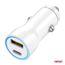 ΦΟΡΤΙΣΤΗΣ ΑΝΑΠΤΗΡΑ 12/24V ΜΕ 2 ΘΥΡΕΣ USB-C+USB 20W 5V/3AQC ΤΑΧΕΙΑΣ ΦΟΡΤΙΣΗΣ ΛΕΥΚΟAMIO - 1 Τεμ. Auto Moto Tyres 