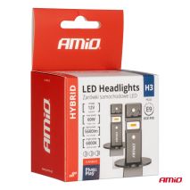 ΛΑΜΠΕΣ LED H3 12V 60W 6.000K 5.600lm +400% LED CAN-BUS HYBRID SERIES AMIO - 2 ΤΕΜ. Auto Moto Tyres 